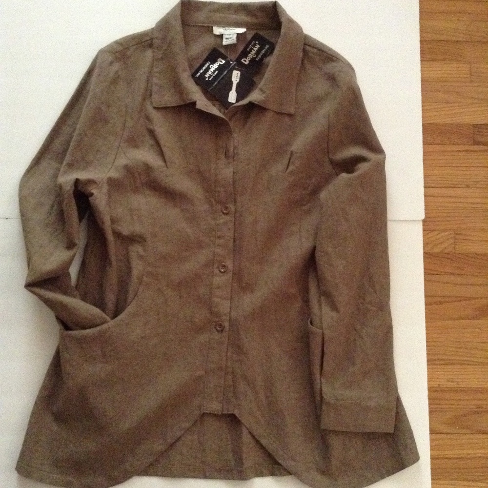 Dorman Linen Hi Lo Hemline Shirt Jacket